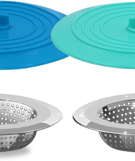4 Pack Silicone and Stainless Sink Strainer