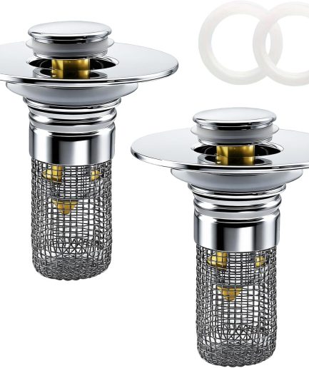2 Packs Pop Up Bathroom Sink Drain Strainer