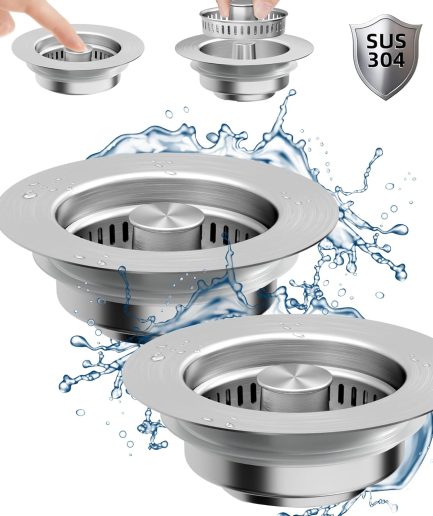 2 Pack 3 in 1 Pop Up Sink Strainer